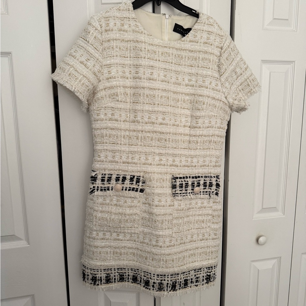 Endless Rose Cream and Black Tweed Mini Dress
